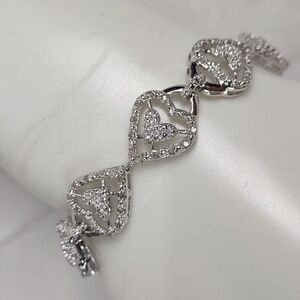 Sterling Silver Linked Hearts Bracelet